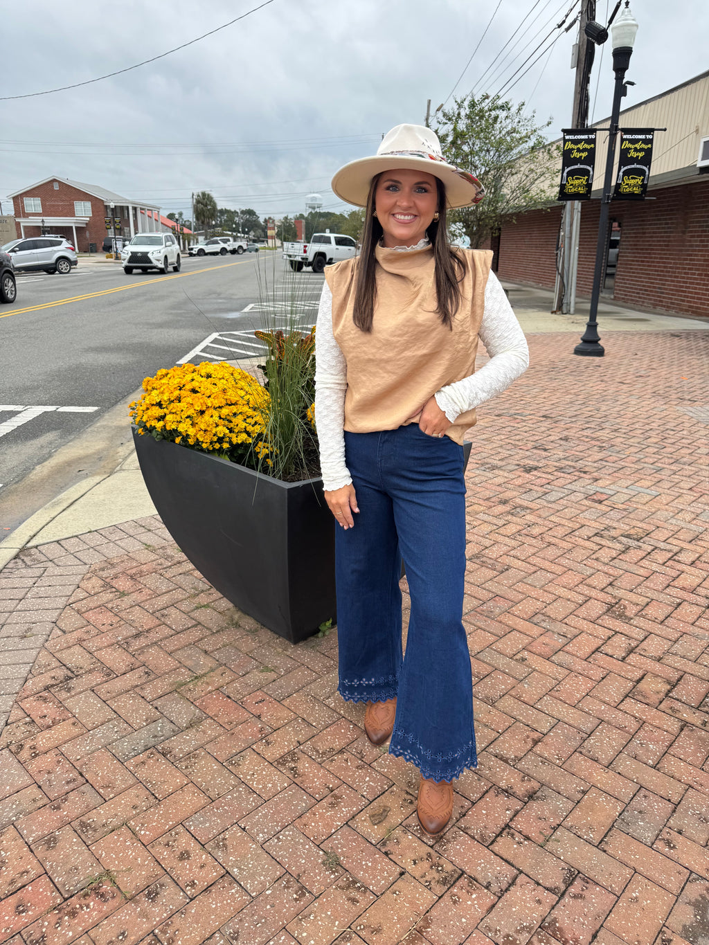 TAN MOCK NECK TOP