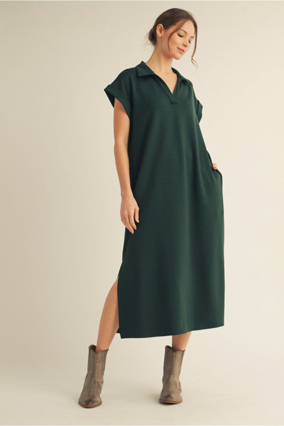 HUNTER GREEN MIDI DRESS