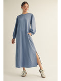 DUST BLUE LONG SLEEVE MIDI