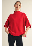 RED SHORT SLEEVE SWEATER