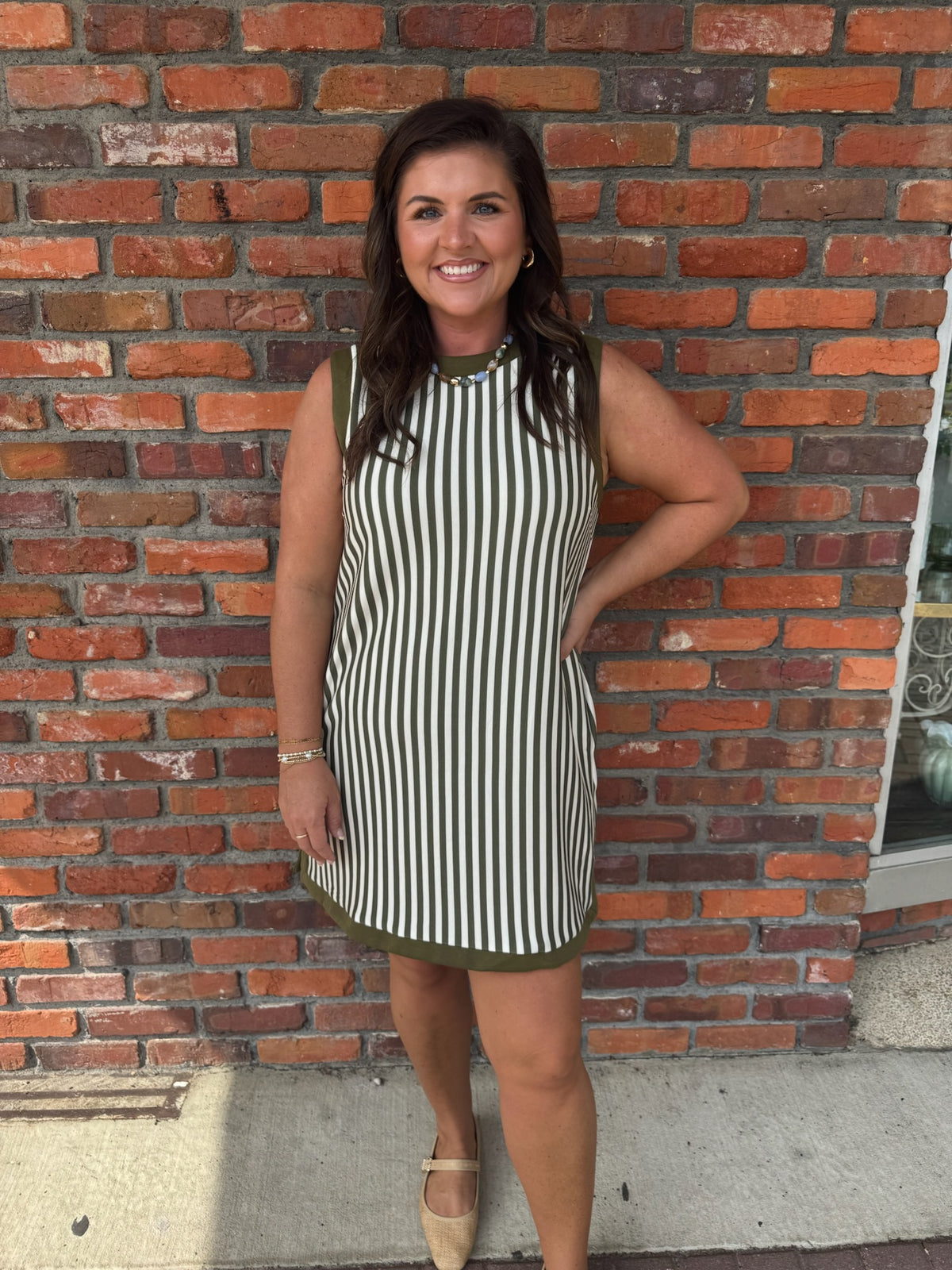 OLIVE STRIPE DRESS