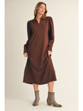 BROWN LONG SLEEVE MIDI