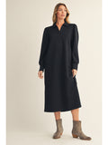 BLACK LONG SLEEVE MIDI