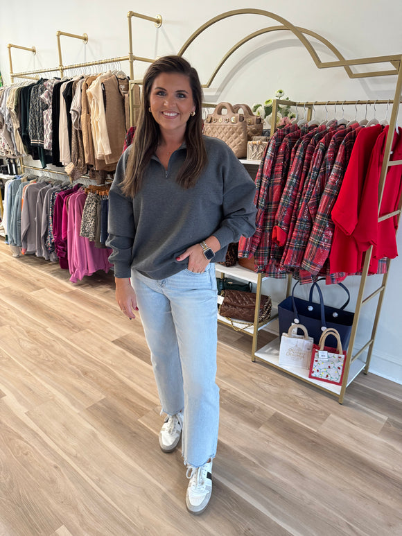 CHARCOAL SCUBA HALF ZIP SWEATSHIRT