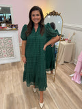 HUNTER GREEN EYELET MIDI