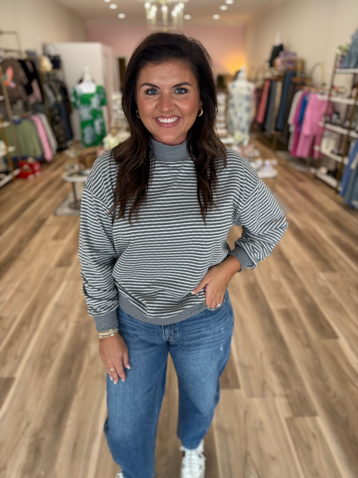 GREY AND WHITE REVERSIBLE MOCK NECK