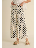 CREAM AND BLACK POLKA DOT PANTS