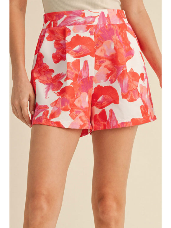 CORAL FLORAL SHORTS