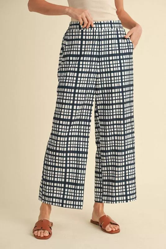 NAVY PLAID DRESS PANTS