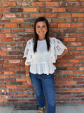 WHITE EYELET PEPLUM