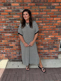 BLACK AND WHITE STRIPE MIDI