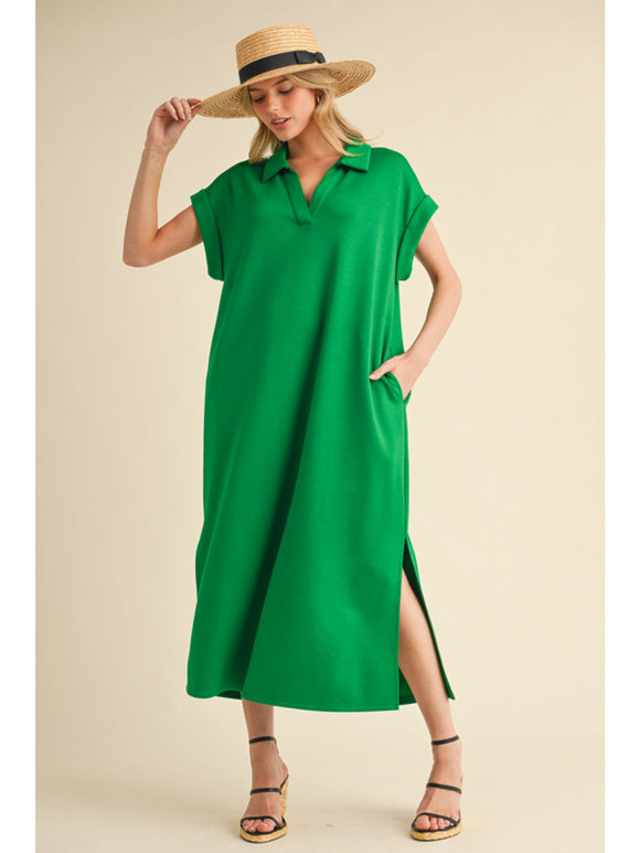 KELLY GREEN MIDI DRESS