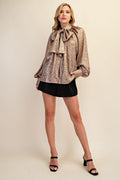 GOLD SNAKE SKIN TOP WITH NECK TIE