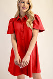 RED BUTTON UP DRESS