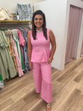 PINK GINGHAM ANKLE PANTS