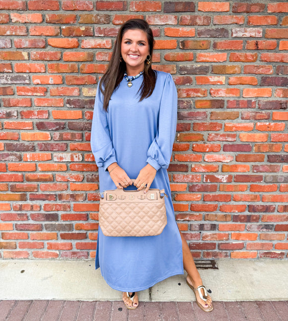 DUST BLUE LONG SLEEVE MIDI