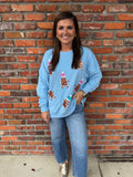 BLUE SEQUIN GINGERBREAD TOP