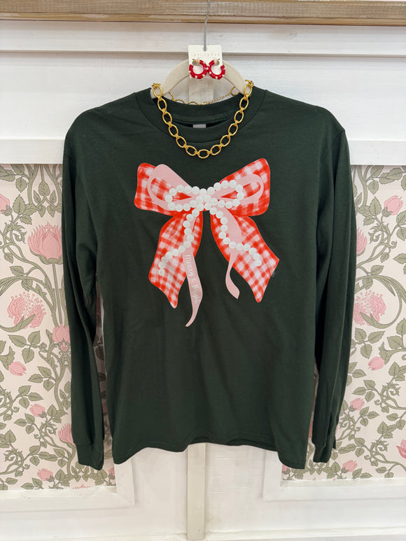 RED PEARL BOW T-SHIRT