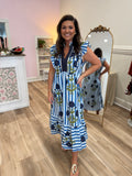 BLUE FLORAL STRIPPED DRESS