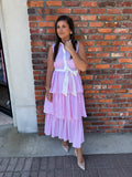 PINK RUFFLE STRIPE DRESS