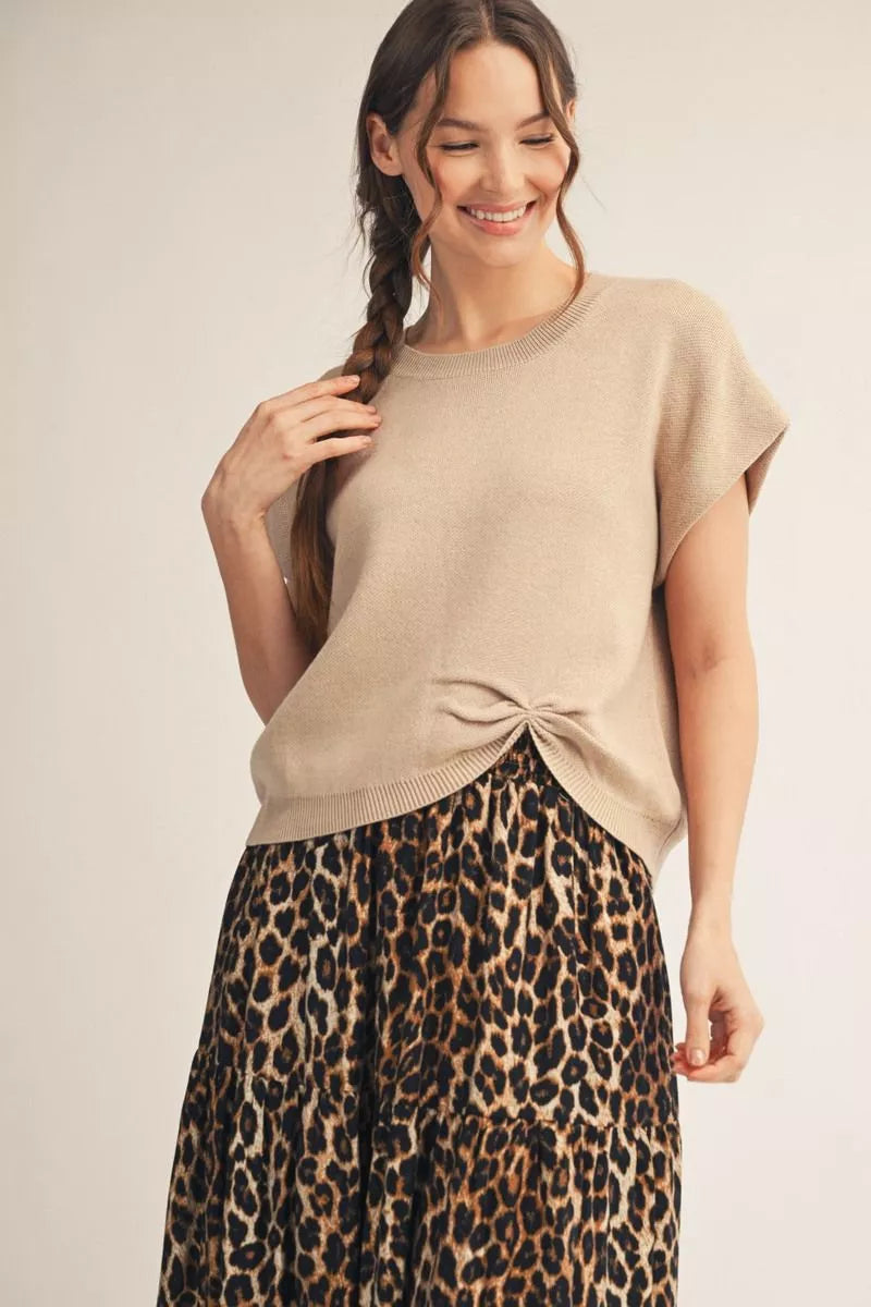 TAN TOP WITH SIDE KNOT
