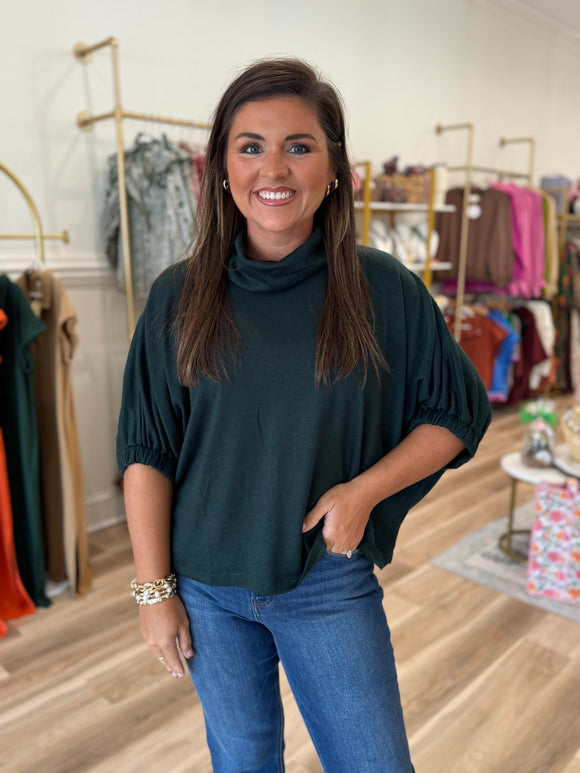EMERLAD OVERSIZED MOCK NECK TOP