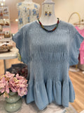 LIGHT DENIM PEPLUM TOP