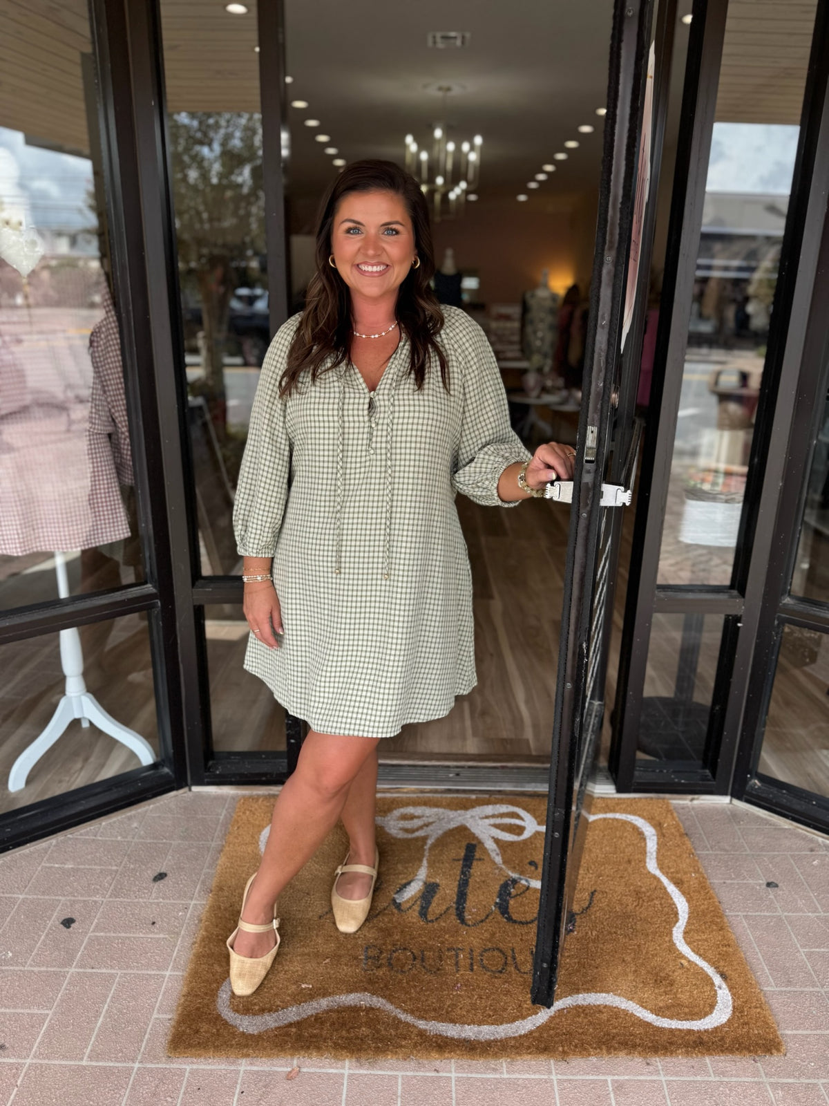 SAGE GINGHAM DRESS