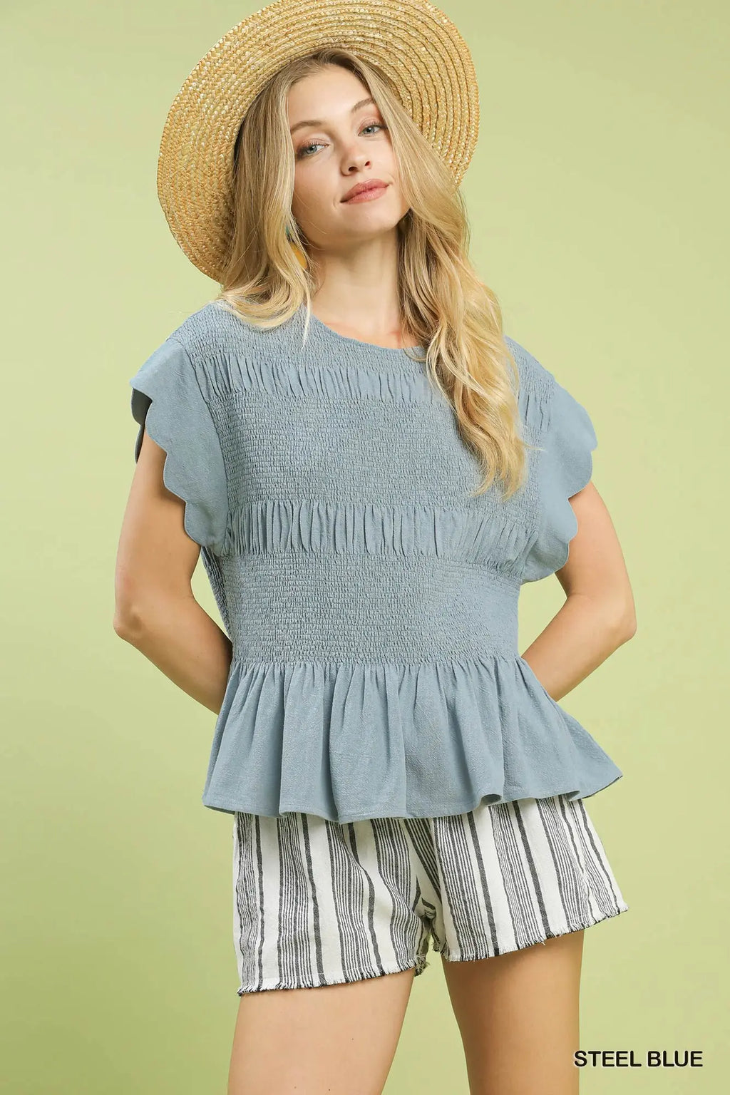 LIGHT DENIM PEPLUM TOP