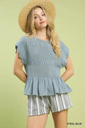 LIGHT DENIM PEPLUM TOP