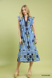 BLUE FLORAL STRIPPED DRESS