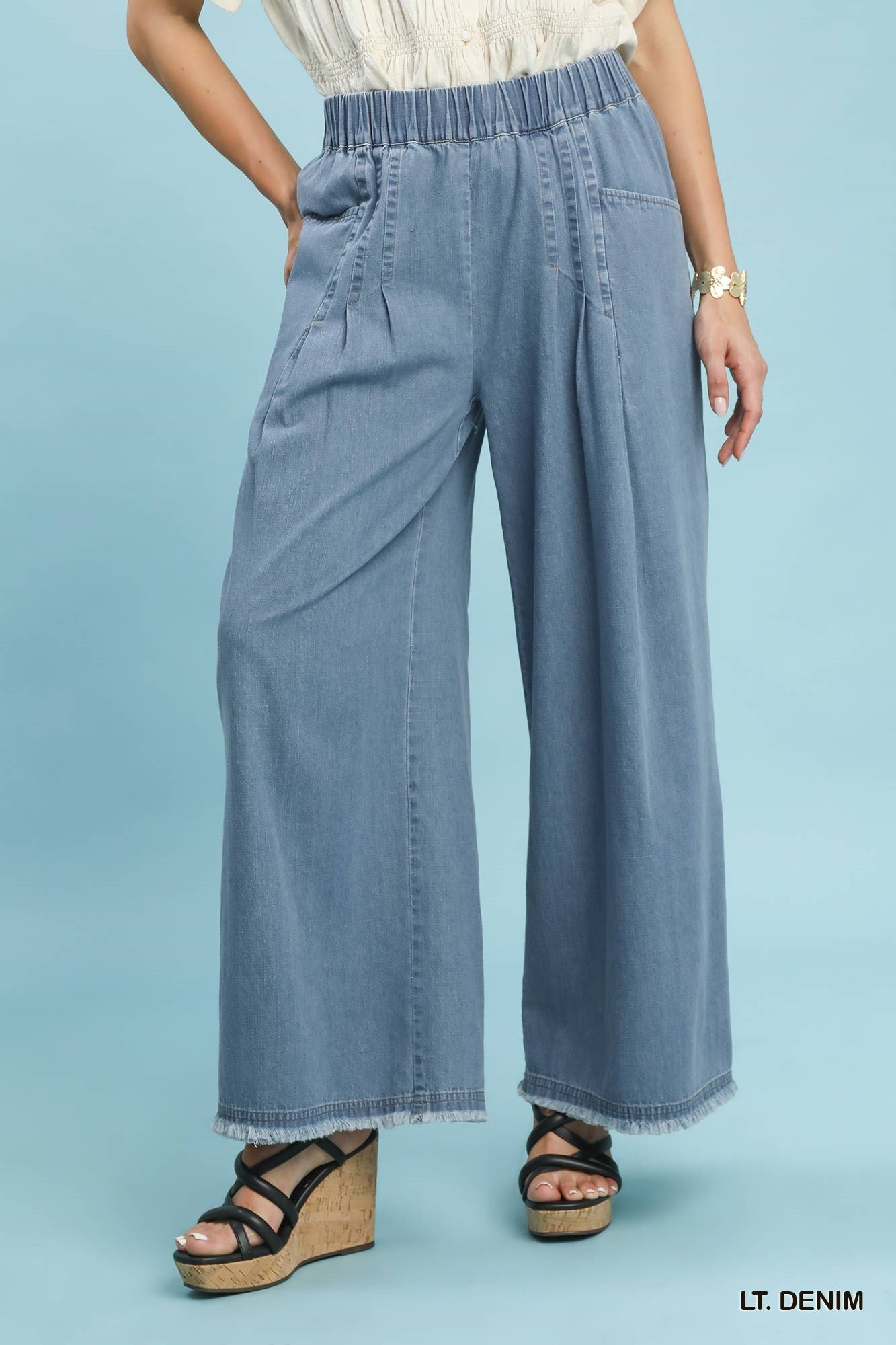 DENIM CROPPED ANKLE PANTS