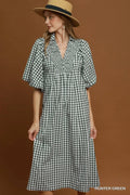 GREEN GINGHAM MIDI