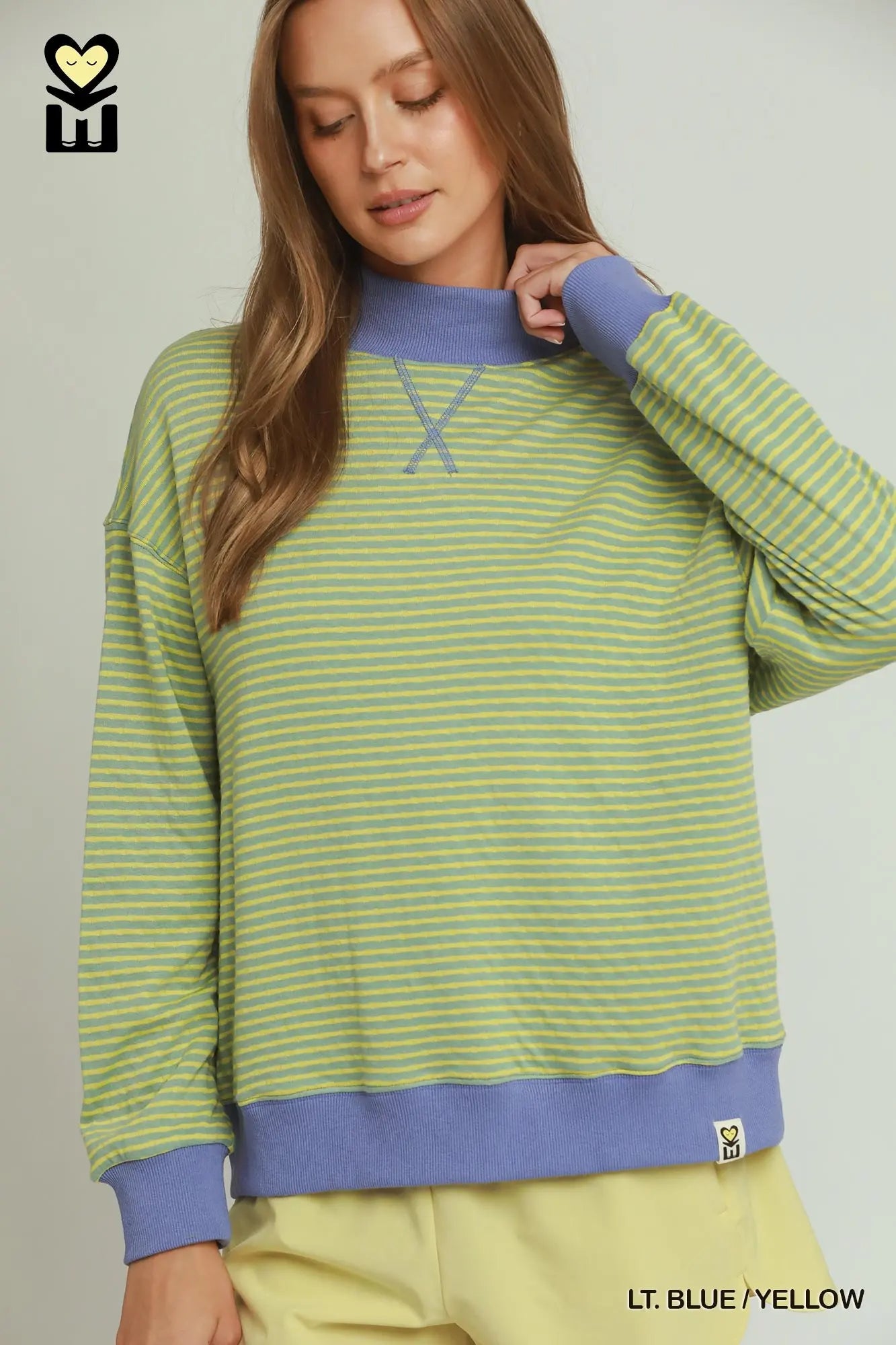 BLUE AND YELLOW REVERSIBLE MOCK NECK