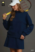 NAVY MOCK NECK SET