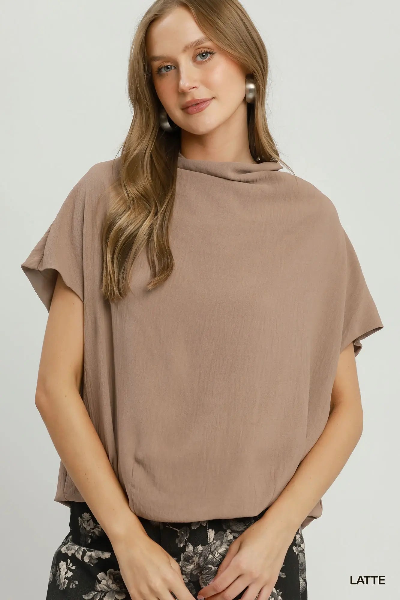 MOCHA MOCK NECK TOP