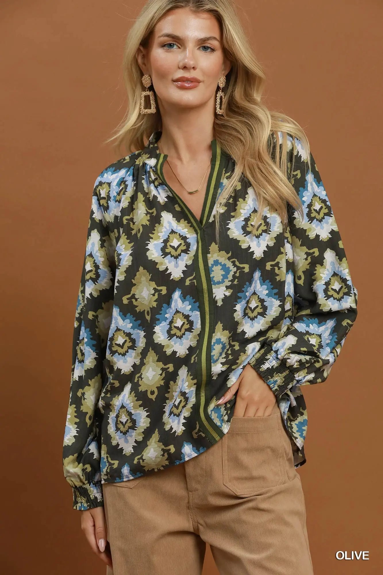 OLIVE AND TEAL MIX TOP
