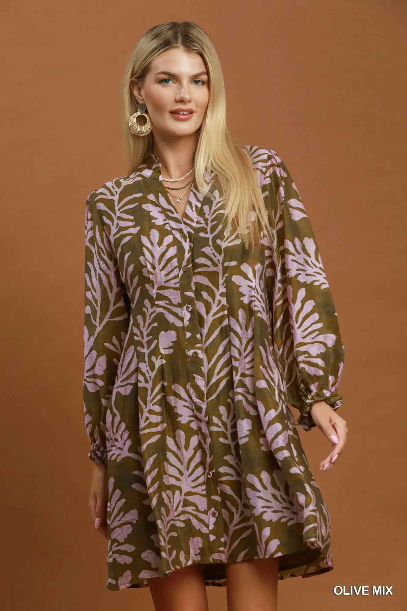 OLIVE AND PINK MIX DRESS