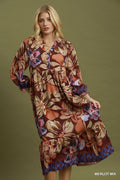 RUST AND LILAC FLORAL MIDI