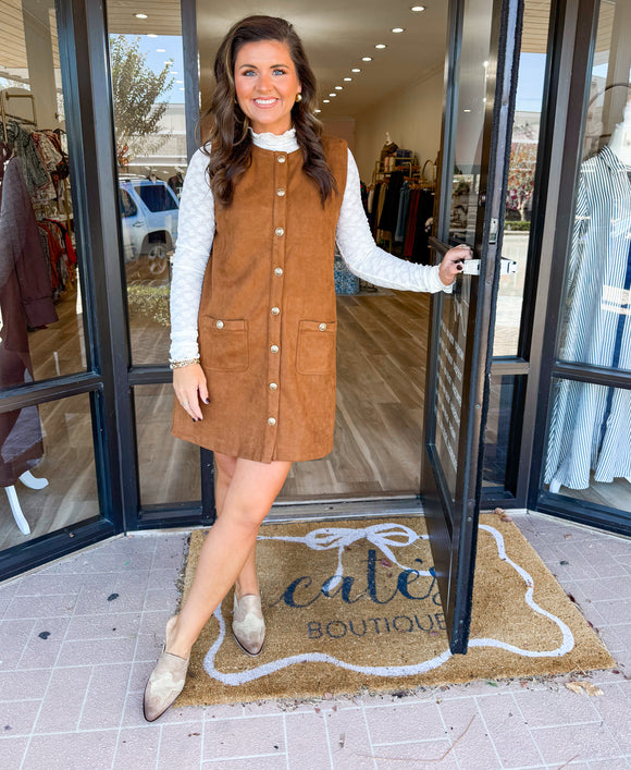 COGNAC SUEDE DRESS
