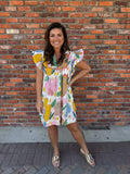 CREAM SPRING MIX DRESS