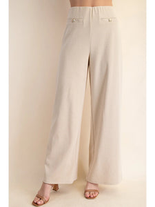 BEIGE DRESS PANTS WITH GOLD BUTTON