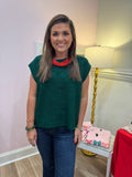 DARK GREEN SLEEVELESS KNIT SWEATER