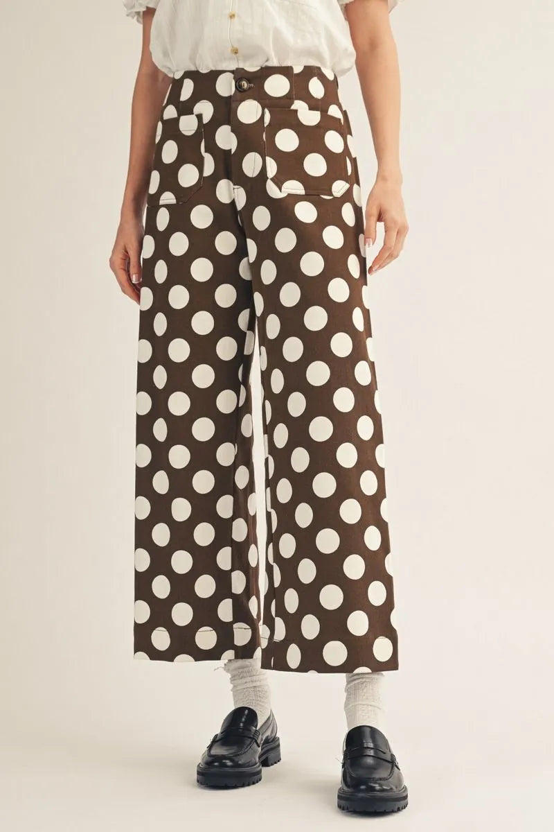 BROWN POLKA DOT PANTS