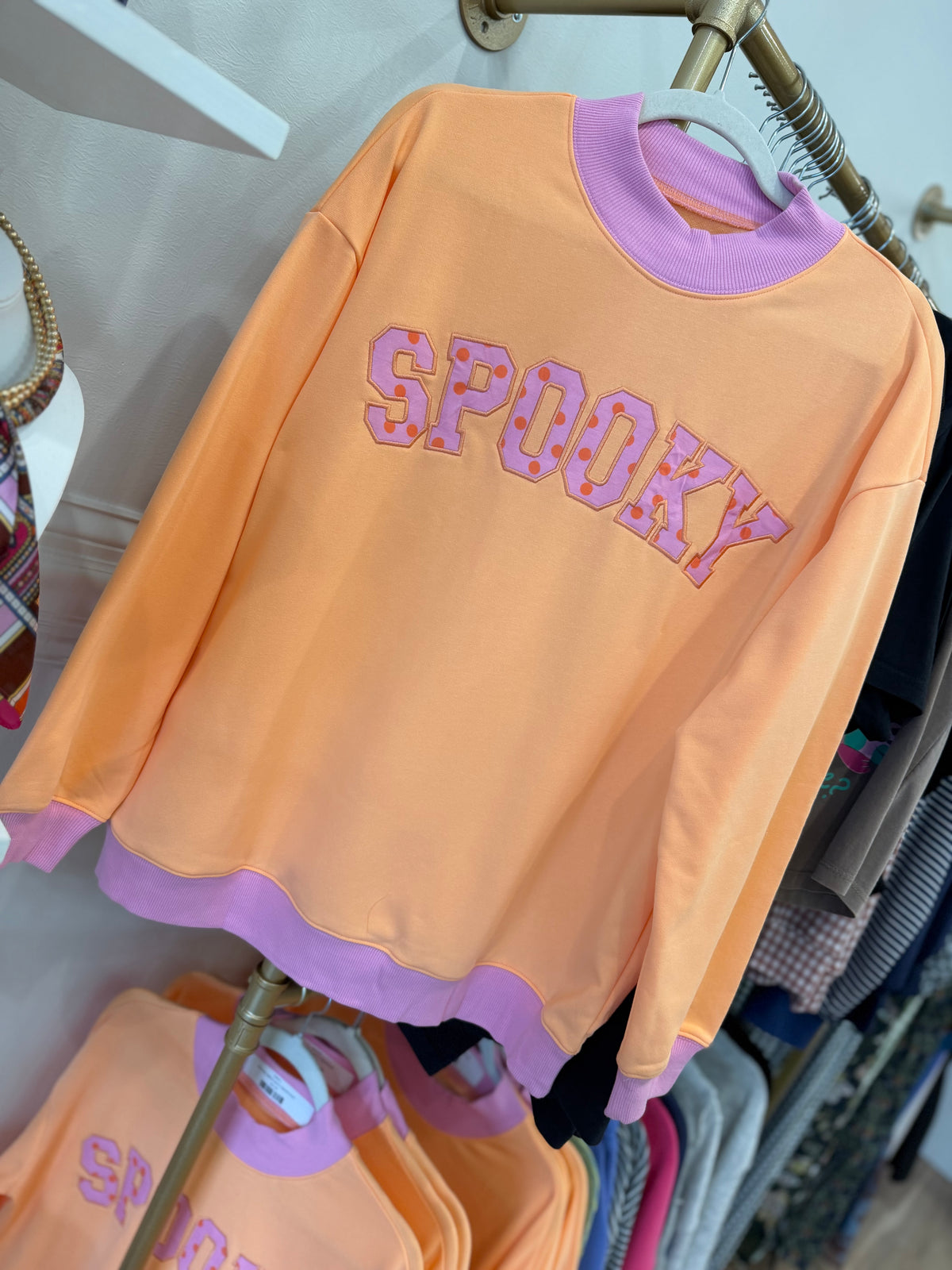 SPOOKY MOCK NECK SWEATSHIRT