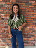 OLIVE FLORAL OVERSIZE TOP