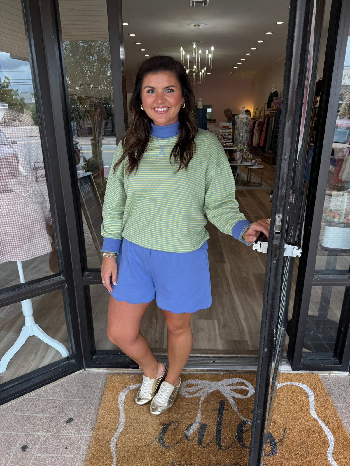 BLUE AND YELLOW REVERSIBLE MOCK NECK