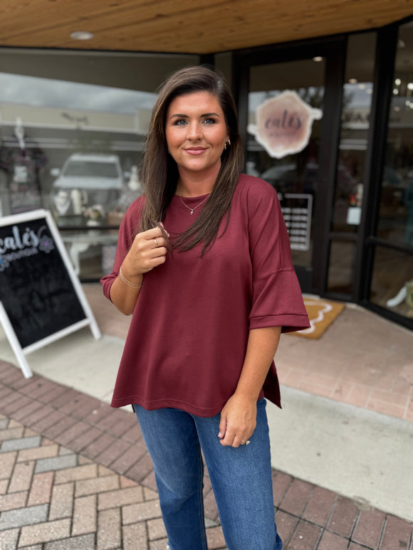 BURGUNDY OVERSIZED TOP