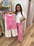 PINK GINGHAM ANKLE PANTS