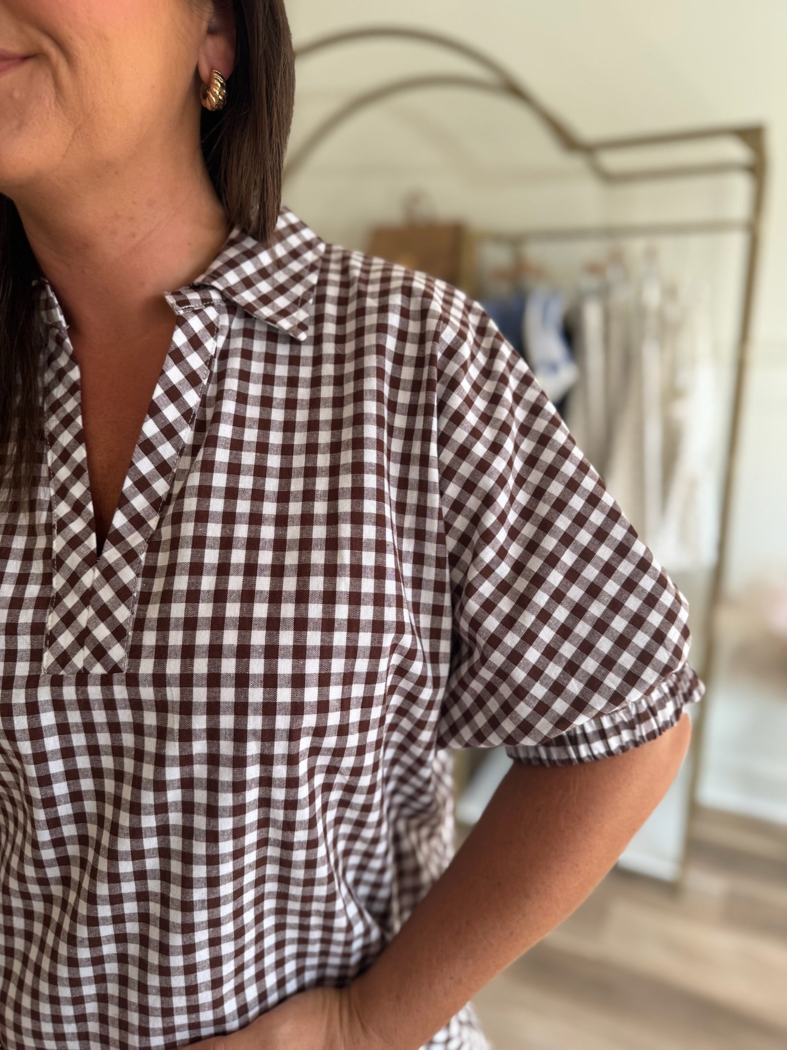 BROWN GINGHAM MIDI